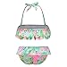 Girls Two Piece Bikini Swimsuits Striped Ruffle Swimwear Falbala Bathing Suit Set