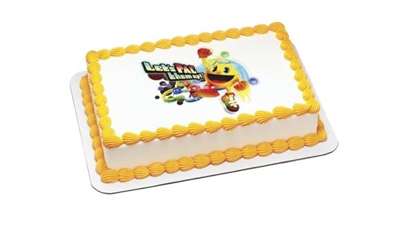 Pac Man Let S Pac Them Up Edible Cake Image Topper Amazon Com