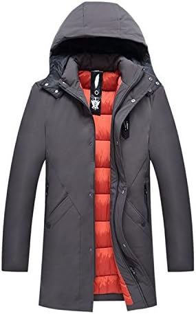 Also Easy Men Snow Hooded Warm Coats Parkas Men Thick Long Solid Men's Jackets For Deep Winter -30 Grey XXXL