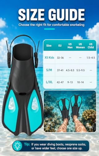 Pinne Snorkeling Pinne Nuoto Piscina per 32-36 | 37-41 | 42-47 | Leggere e Confortevoli | Design Morbido | Regolazione Tallone Aperto | Unisex | Per Uso Acquatico Piscina Mare