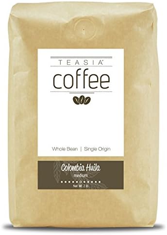 Teasia Coffee, Colombia Huila, Single Origin, Medium Roast, Whole Bean, 2-Pound Bag