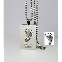 Fathers Day Gift Custom Dog Tag Necklace For Men Baby Footprint
