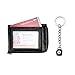 Edmen Zipper Key Wallet Leather Credit Card Case Coins Purse with ID Window for Women Men（Black）