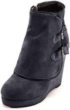 Women Ladies Boots Wedge Ankle Winter Chelsea Black Suede Combat Lace Up Zip Mid Calf High Heel Platform Army Desert Chukka Gothic Size 3-7