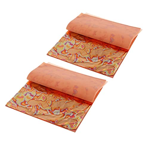 50 Sheets Variegated Gold Leaf Paper for Crafts Decoration, 5.5x5.5 Inch Imitation Copper Material for Artistic Projects and Gilding
