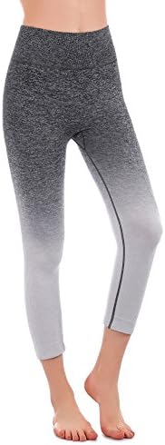 Freeskin Fitness Ombre Flex Yoga Leggings Stretch Seamless Breathable Workout Tights Exercise Yoga Pants (S/M, Capri Grey)