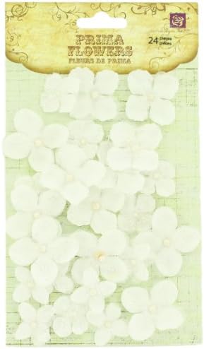 Prima 538484 Pearl Penache Fabric Flower Embellishments, Snowbird