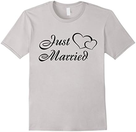 Mens Just Married - Newly Wed Couples New Marriage Tshirt Small Silver
