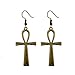 Joji Boutique Egyptian Collection: Antiqued Ankh Drop Earrings,Gold,One Size