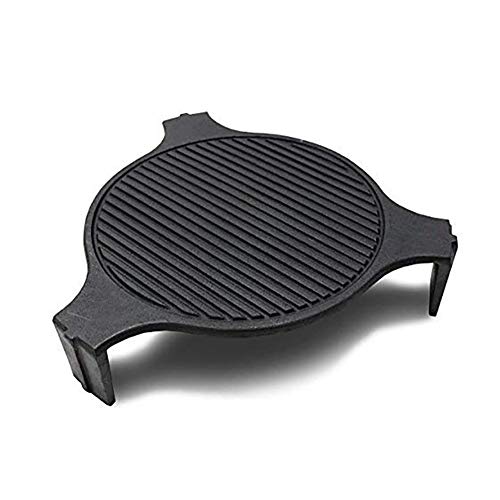 18" Cast Iron Plate Setter for Large Big Green Egg Accessories or Other Caramic Grill ConvEGGtor for BGE Accessories 3Legs Grooved Plate Setter for Indirect Cooking BBQ Smoker Accessories