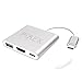 USB Type C to HDMI Adapter 4K - PiAEK 3 in 1 Type-C Digital Multiport HDMI Converter with USB 3.0 Port and USB C 3.1 Fast Charging Port for All MacBook /ChromeBook Pixel/USB-C Devices (Sliver)