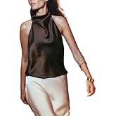 Women Backless Halter Tops Y2k Silk High Mock Neck Sleeveless Crop Tank Tops Sexy Satin Open Back Going Out Camisole