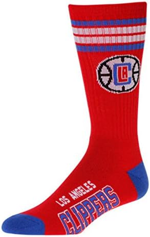 NBA 4 Stripe Deuce Socks - Men’s Large (fits 10-13) 10 Teams Available (Los Angeles Clippers)
