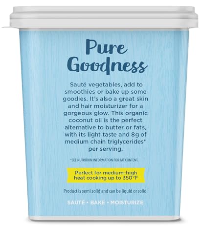 CARRINGTON FARMS ORGANIC VIRGIN COCONUT OIL – MULTI-USE, GLUTEN FREE, UNREFINED, COLD-PRESSED, FOR SKIN & HAIR CARE, COOKING, BAKING, SMOOTHIES, 25 OZ