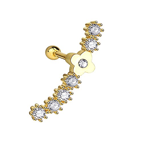 BodyJ4You 16 Gauge Flower Centered Cartilage Tragus Earring