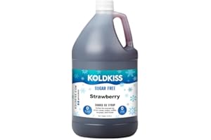 KoldKiss Sugar Free Strawberry Shaved Ice, Hawaiian Shaved Ice & Snow Cone Syrup - 1 Gallon. Perfect for Parties, Milkshakes, Slushees, and More. Sweetened with Sucralose.