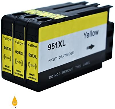 JUSTCOLOR 3 Pack Replacement for HP 950 XL 950XL 951 XL 951XL Ink Cartridges High Yield Compatible with HP Officejet Pro 8100 8600 8610 8620 8630 8640 8660 8615 8625 251dw 276dw (3Yellow)