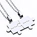 Custom Engraving Name/Date Stainless Steel Matching Jigsaw Puzzle Pendant Chain Necklace For Couple's Gift (silver)