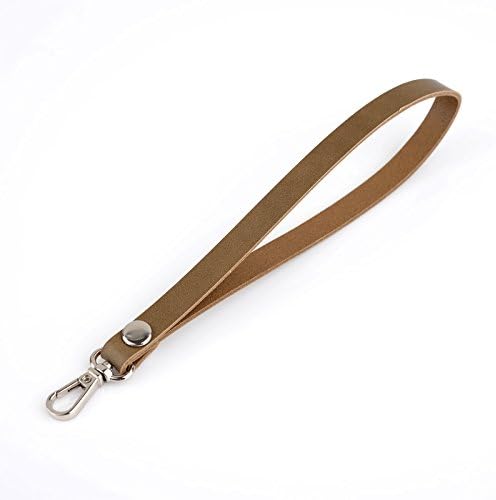 Richbud Vegetable Leather Wrist Hand Strap Swivel Trigger Clip Snap Lobster Claw Clasp Handmade Lanyard 10-10 Silver (Khaki)