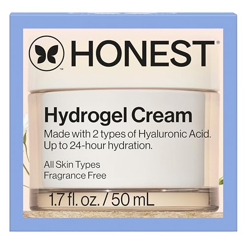 HONEST BEAUTY HYDROGEL CREAM WITH HYALURONIC ACID, JOJOBA, + SQUALANE | OIL FREE, LIGHTWEIGHT, MOISTURIZING | EWG VERIFIED, VEGAN + CRUELTY FREE | 1.7 FL OZ