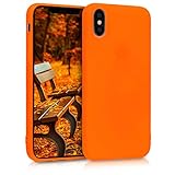 kwmobile TPU Silicone Case for Apple iPhone Xs - Soft Flexible Shock Absorbent Protective Phone Cover - Neon Orange