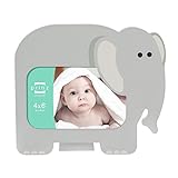 4x6 Little Safari Gray Elephant Shaped Wood Frame