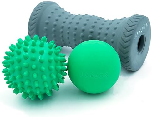 JAXJOX Mini Recovery Set - Includes: 1 Foot Massage Roller, 1 Spiky Massage Ball, and 1 Smooth Massage Ball
