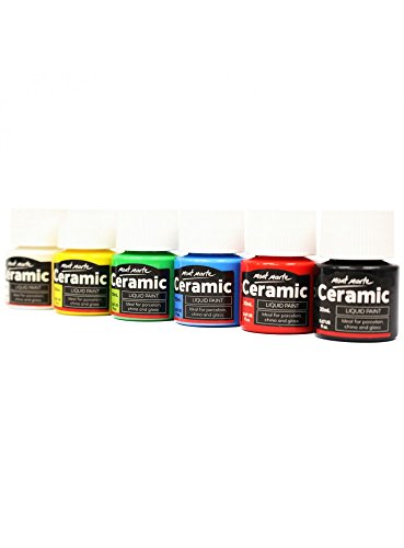 Mont Marte Ceramic & Porcelain Paint Set - 6 Pieces x 20ml - Water Resistant Ceramic Colors Paints - Ideal for Painting Cups, Vases and Bowls - Perfect for Beginners and Professionals