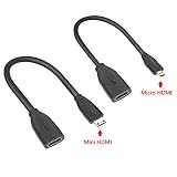 VCE Combo Mini and Micro HDMI Male to HDMI Female Adapter Cable-6 Inch