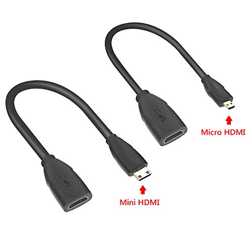 VCE Combo Mini and Micro HDMI Male to HDMI Female Adapter Cable-6 Inch