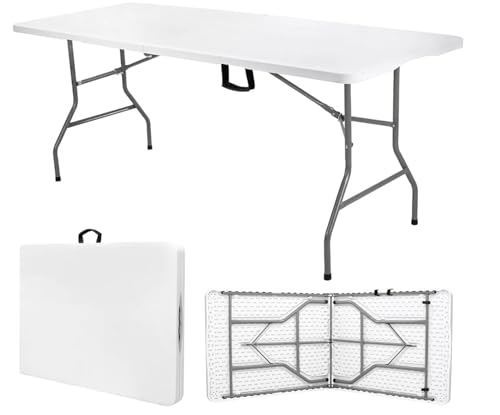 SELECTSHOP Mesa Plegable 2.40 Metros Comedor para Jardin Plegable De Plastico Resistente Tipo Portafolio Mesa de Trabajo Multiusos Comedor Grande para Jardin