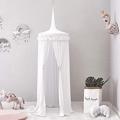 Bed Canopy for Girls, Bed Canopy Dome Crib Canopy Netting Baby Mosquito Net for Children's Room (White)
