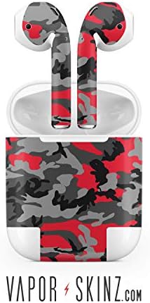 Airpod Skin + Case Skin | Apple Airpods Skin | Airpods Sticker | Quality Adhesive 3M Vinyl (Black Red Camo)