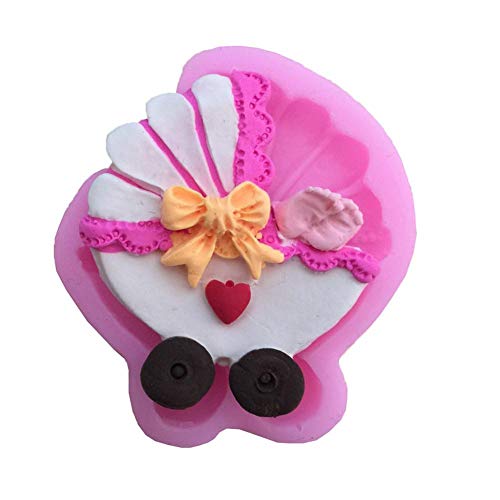 3D Baby Stroller Fondant Cake Silicone DIY Chocolate Mold Baking Clay Soap Candle Moulds Candy Making Moulds, Muffin Cupcake Baking Mould Silicon Bakeware Pan - Thumbnail 4
