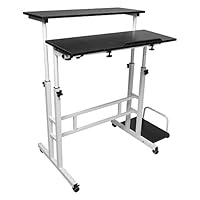 QIANSKY Home Office Version Computer Desk - Adjustable Height Standing Desk - Folding Office Computer Table - Portable Study Workstation Efficient Computer Desk - for Home, Office (Black)