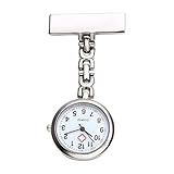 Top Plaza Nurse Fob Clip On Hanging Brooch Pocket Quartz Watch with Chain-Silver