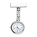 Top Plaza Nurse Fob Clip On Hanging Brooch Pocket Quartz Watch with Chain-White