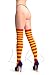 LissKiss Red & Orange Warm Winter Cotton - Orange Striped Opaque Over The Knee Socks