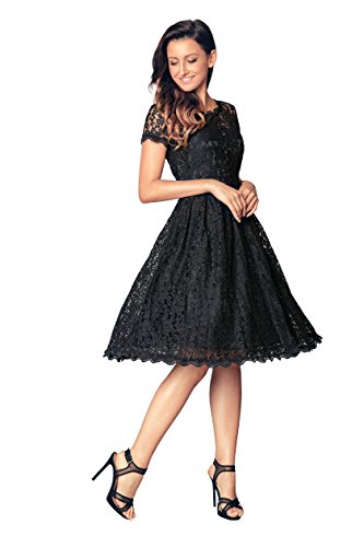 bridesmaid dresses best websites Elegant Black Satin Dress Vintage Design for Cocktail Party US4 (EU36) / Black main image 1