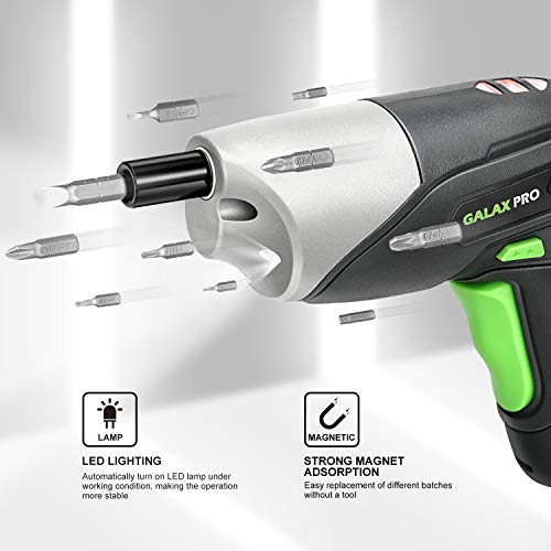 GALAX PRO Akkuschrauber, 3,6 V, 1/4 Zoll, wiederaufladbar, LED-Licht, mit 10 Schraubbits und USB-Kabel – Bild 5