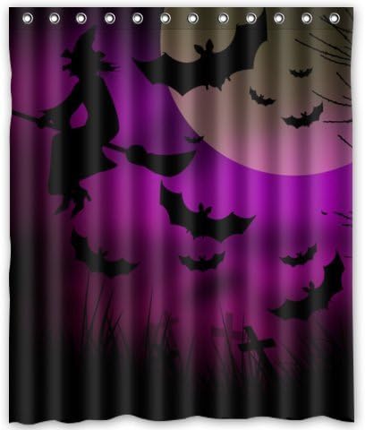 Outlet-Seller Custom Halloween Witch in Purple Sky Waterproof Bathroom Fabric Shower Curtain 60" x 72"