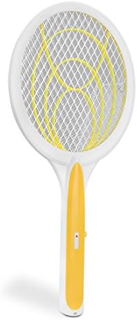Handheld Best Electric Bug Fly Zapper Racket Mosquito Swatter Racket Tennis Unique 3 Layer Safety Mesh for Summer Indoor and Outdoor, Large Zap Pest and Insect Control Heavy Duty (yellow)