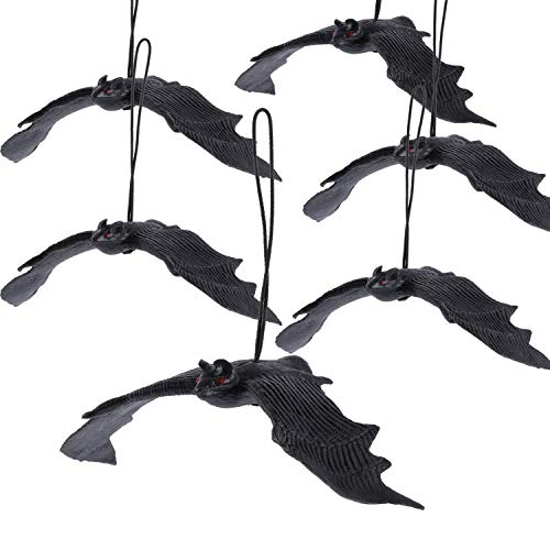 Tatuo 24 Pack Halloween Realistic Hanging Bats Fake Spooky Hanging Bats