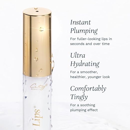 City Beauty City Lips Clear - Plumping Lip Gloss - Hydrate & Volumize - High Shine Lip Plumper - Hyaluronic Acid & Peptides Visibly Smooth Lip Wrinkles - Cruelty-Free