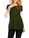 Allegra K Women Color Block Side-Slit Paneled Slim Fit Ribbed Top Green M