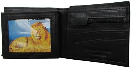 Handcrafted Quality Leather Wallet Black Bifold Design 15 Credit Card, 2 Zippers