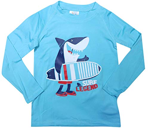 Sweet & Soft Baby Boys 4-Piece Rash Guard and Trunk Swimsuit Set (Infant/Toddler) (Surf Board Shark, 12 Months)'