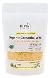 Nuvia Organics USDA Certified Carnauba Wax, 100% Vegan, Sustainably Harvested - Great for DIY Cosmetics, Food Grade, Various Uses, 4 Oz