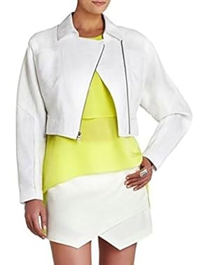 BCBG MaxAzria Women's Jacket Moto White Gabriel XS