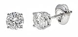 AGS Certified 14k White Gold Round-Cut Diamond Stud